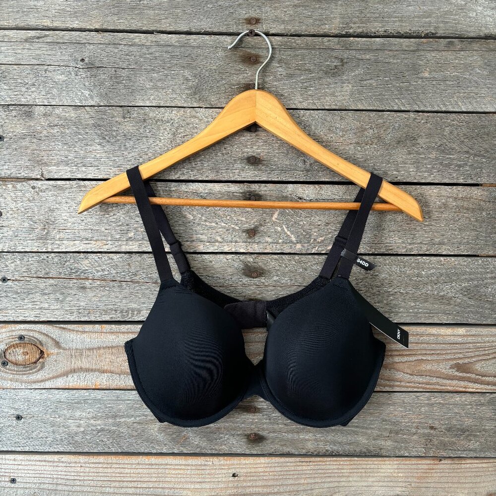 NWT DKNY Black Padded Lace Comfort Demi Bra - Size 34DD